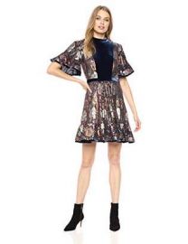 Rebecca Taylor Women s Short Sleeve Clip  amp  Velvet Dress at Amazon